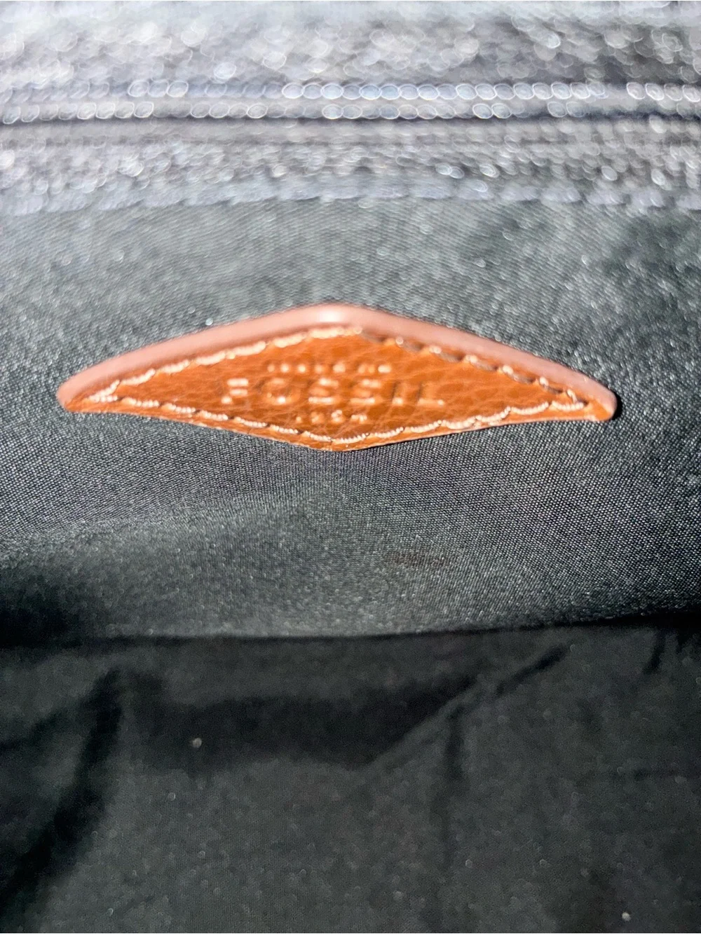 Fossil Women’s Black and Brown Leather Crossbody Bag